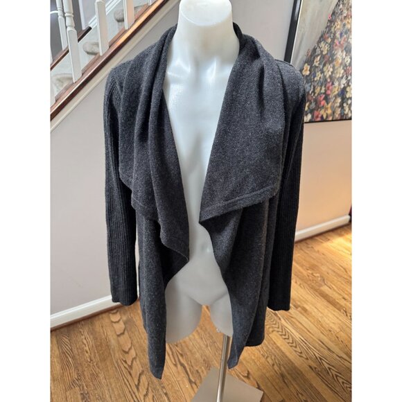 Theory Maritza C Cashmere Draped Cardigan Sweater Dark Grey Size P XS - Picture 1 of 3